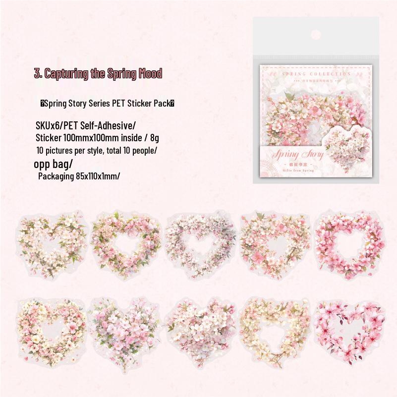 

Yanji Spring Story PET Sticker Pack: Wreath Girl, Journal Decoration, Plant Bouquet Collage