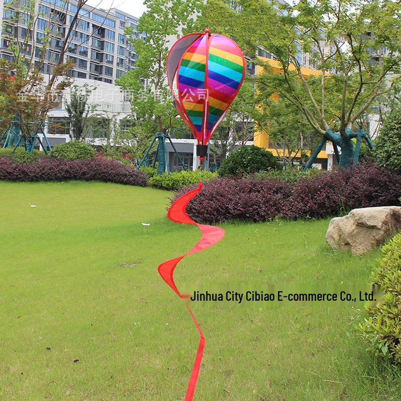 Rainbow Hot Air Balloon Garden Wind Spinner Ornament
