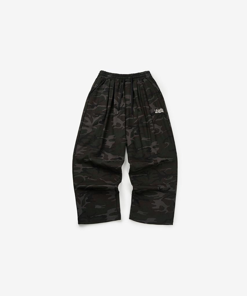 Leubase Old School Double-Pleated Wide Terry Pants_Black Camo