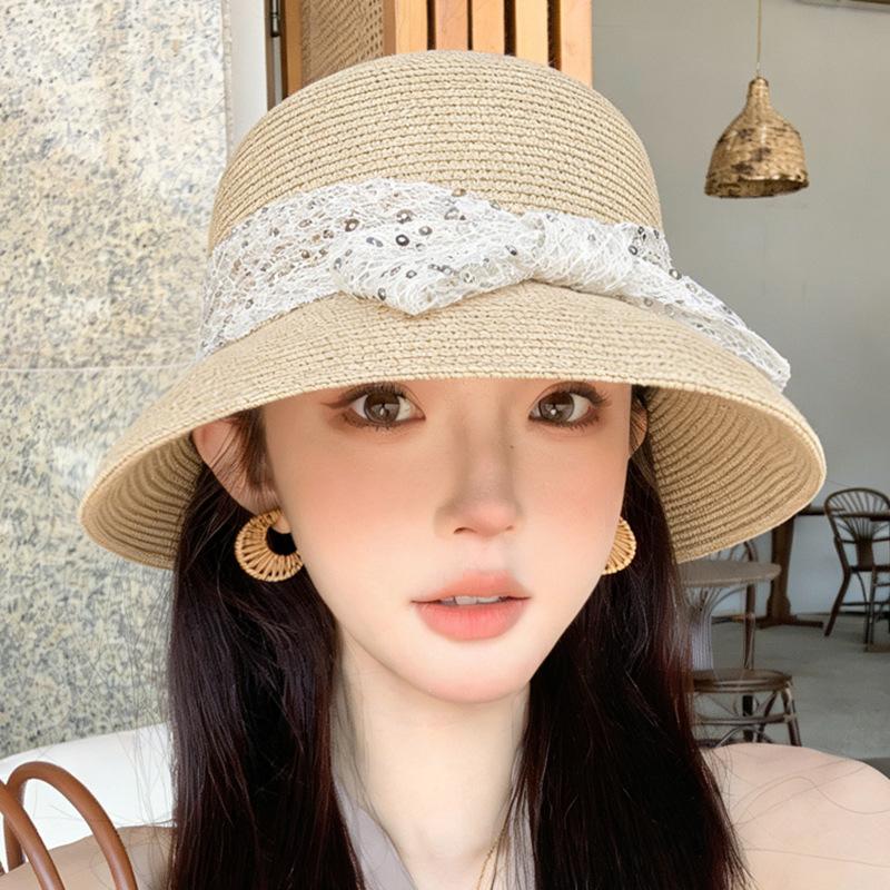 New Straw Hat Women's Spring Summer New Sweet Girl Photo Vacation Sunscreen Hat Sun Hat Seaside Straw Beach Hat