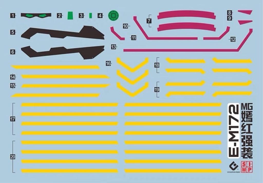HG RG MG PG RE HiRM Robot MS Decals MG Strike Rouge Otori Equipment Fluorescent!! Detail-Up Water-Transfer (for 1/100 Ver. RM)