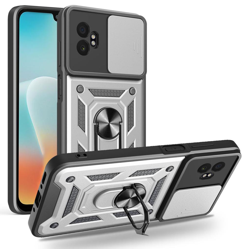 AMORUS For Samsung Galaxy XCover7 Pro Case Kickstand PC+TPU Phone Cover with Camera Lens Slider