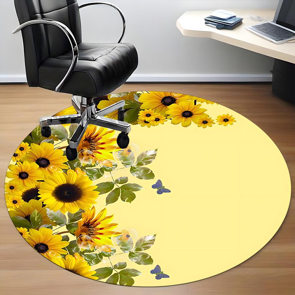 1pc Sunflowers Chair Carpet for Office, Non Slip, Soft and Durable Office Rug