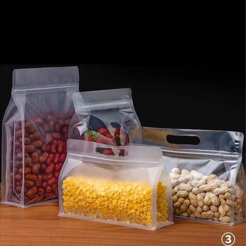 5PCS Portable Transparent Eight-sided Sealing Bag Zero Food Ziplock Bag Self-supporting Dry Goods Nuts Plastic Sealable