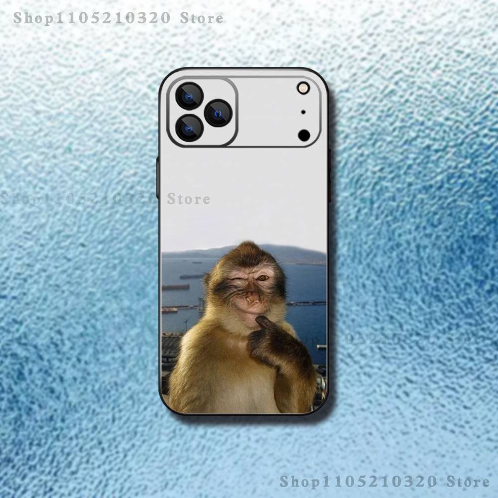 

Милый забавный символ обезьян Чехол для телефона для iPhone 17,16,15,14,13,12,11,Pro,Max,Plus,E,Air,Mini Защитный черный чехол iPhone15plus