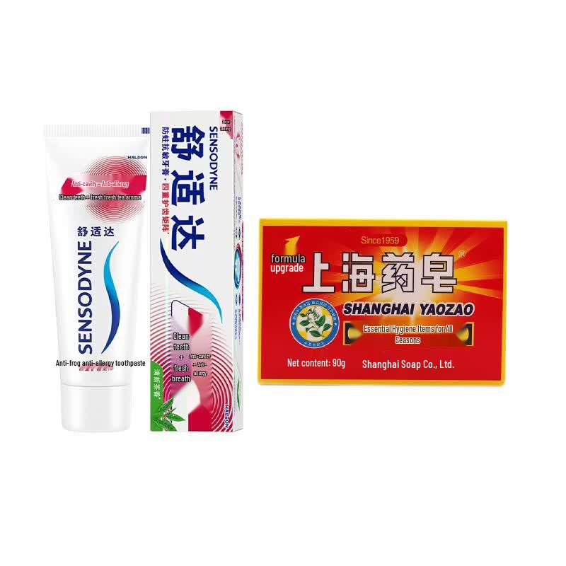Набор: Зубная паста Sensodyne Fresh Tea и Медицинское мыло Шанхай