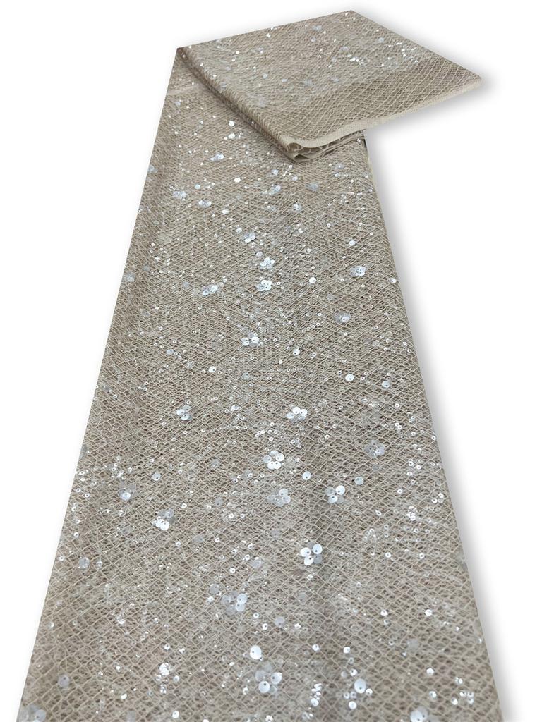 Mesh Embroidery Sequin Fabric Transparent Netting for DIY Women's Dress Formal Gownperformance Outfit Fabric 1/3/5yard