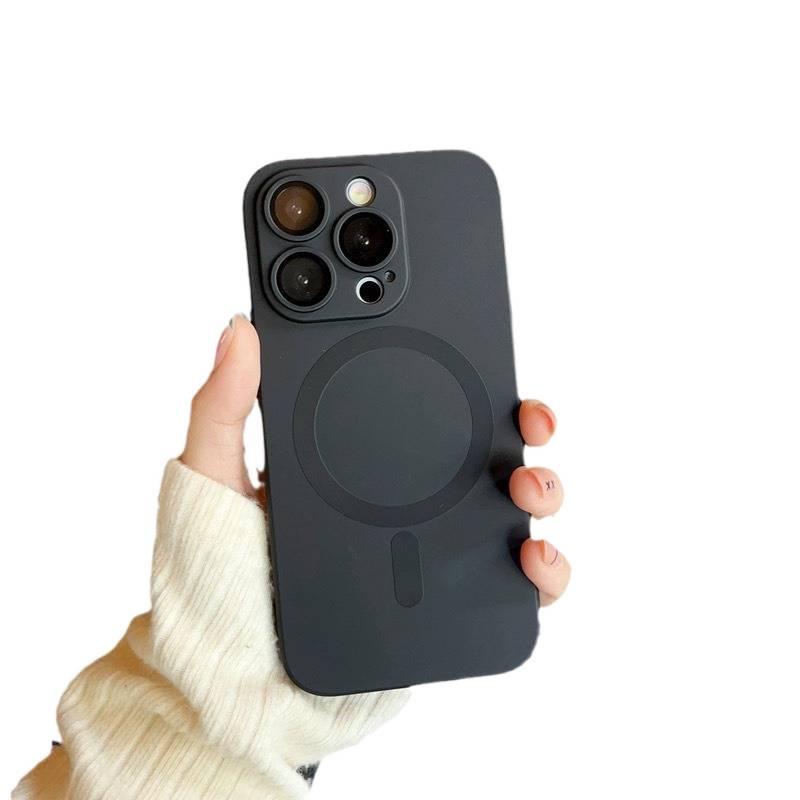 Liquid Silicone Magnetic TPU Soft Case with Lens Protector for iPhone 17 / 16 Pro Max.