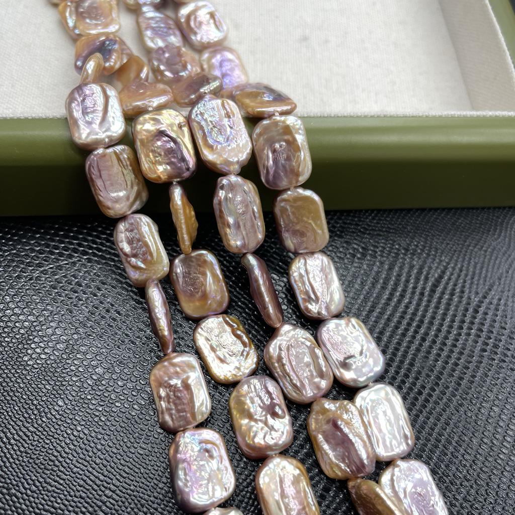 1String, Purple Natural Freshwater Pearls, Handmade Irregular Square Pearl Beads, 13×18mm, for DIY Necklace, Bracelet Accessories, Holiday Gift 36cm