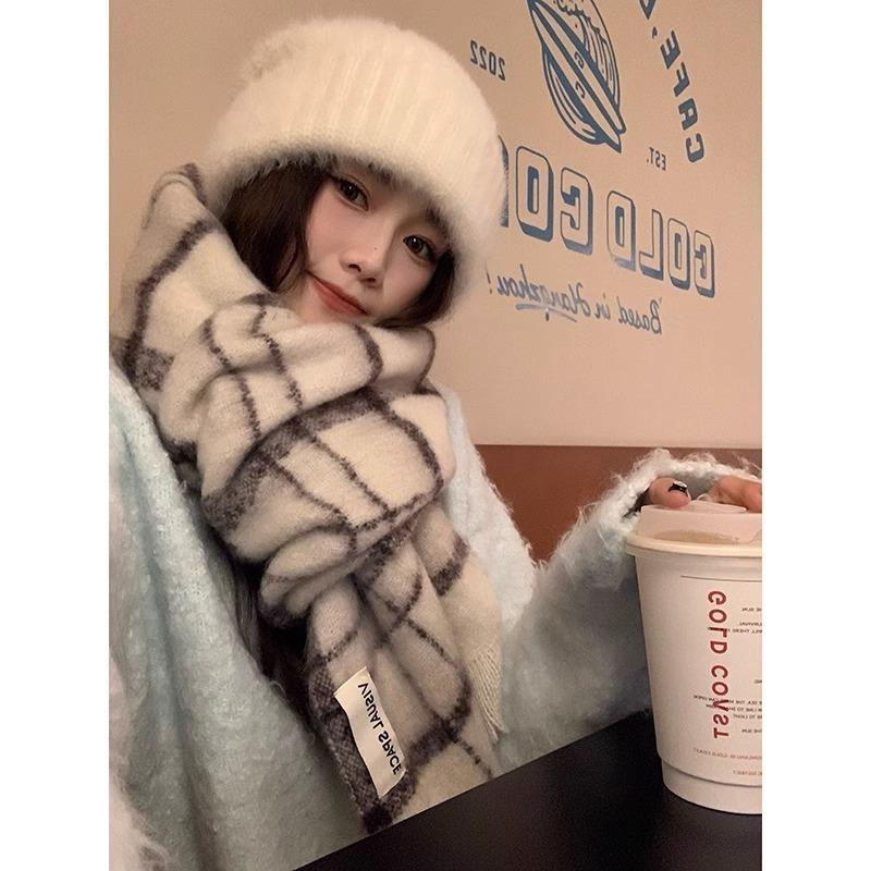 Autumn and winter new warm thickened scarf men's and women's casual versatile color plaid scarf tide