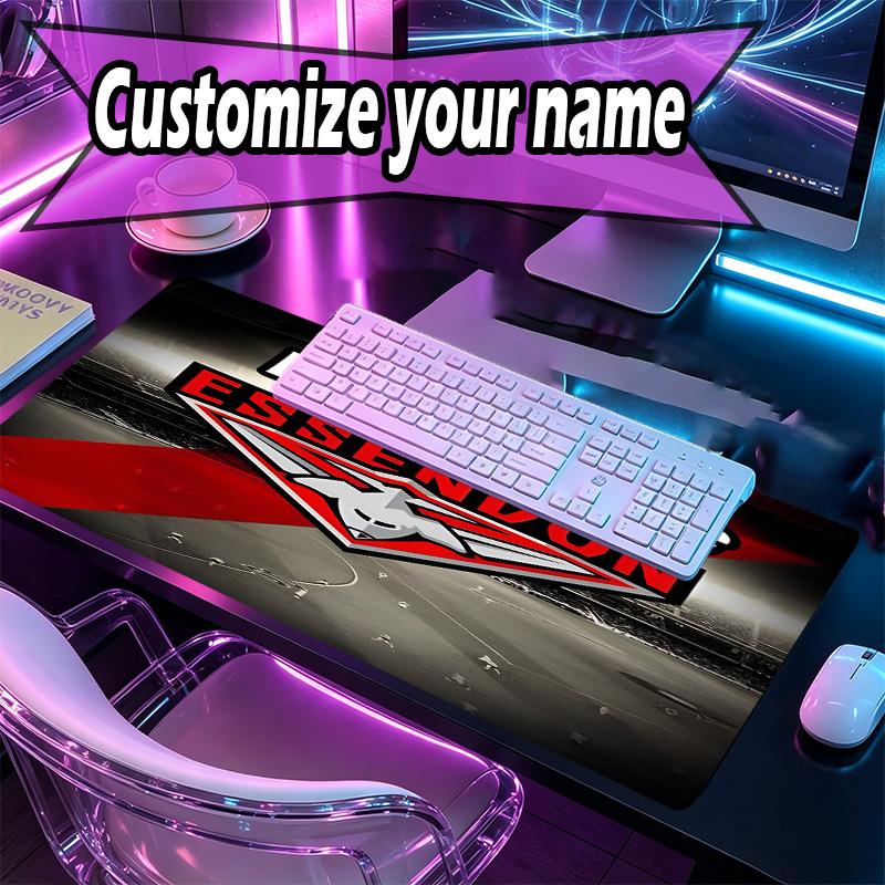 Custom Name Personalized Essendon Football Pattern Mousepad, Laptop PC Desk Mat, Decorative Desk Mat for Home Keyboard Pad Gift