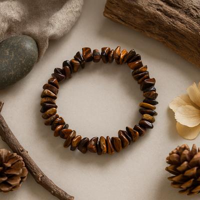 Tiger Eye Bracelet, Gemstone Chip Stretch