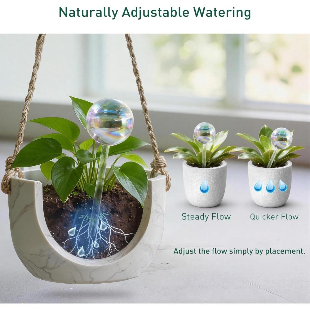 2pcs Clear Glass Plant Watering Globes Rainbow Gradient Self Watering Globes Automatic Plant Waterer Self Watering Planter Insert Spikes Devices