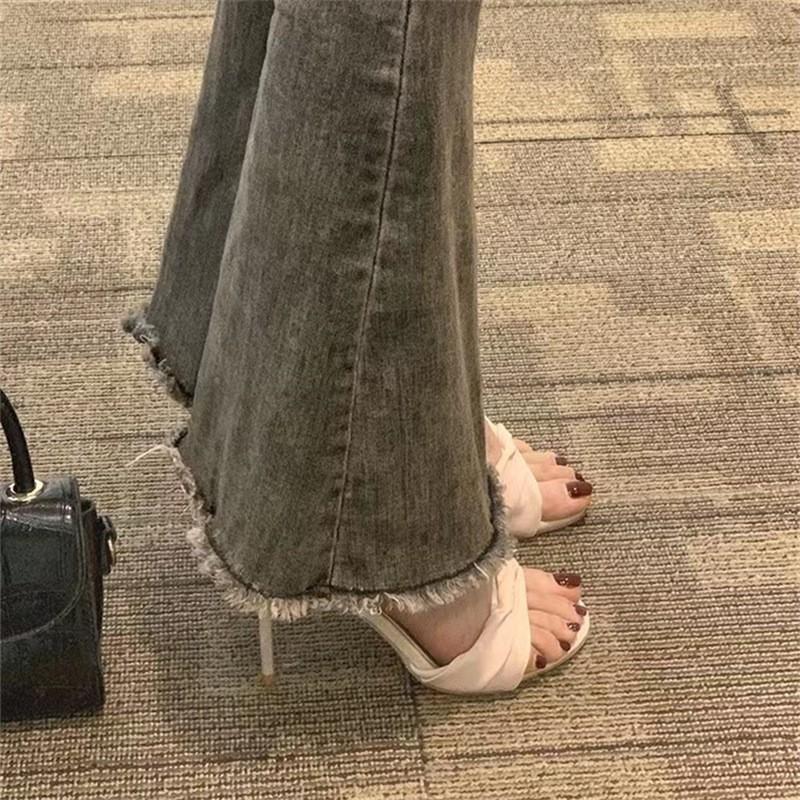 Sandale cu toc subțire pentru femei 2025 primăvară și vară nou temperament versatil francez mică cataramă cu un singur cuvânt cu tocuri înalte