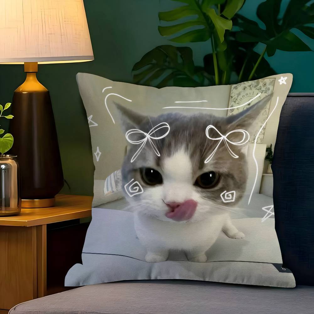 Cute Funny Cat Meme Maple Design Cushion Cover Happy Autumn Harvest Decor Holiday Decorati Pillow Cover