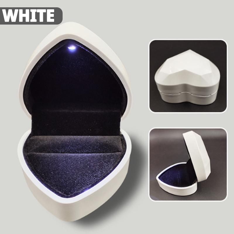 Fashion Ring Box Heart Shape with LED Light Jewelry Box Creative Proposal Confession Ring Box Earring Pendant Storage Gift Boxes