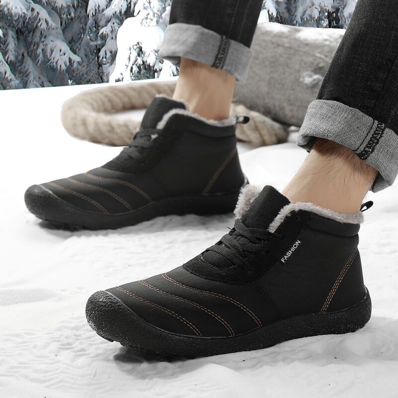 Size 39-48 Mid-cut Thick Cotton Lined Large Size Men Snow Boots Warm Non-slip Outdoor Cold Weather Winter Walking Footwear