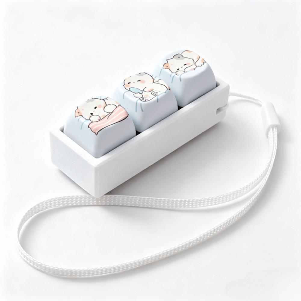 Cartoon Cat Keycap Fidget Keychain 3 Keys Finger Press Keycap Keychain  Calming