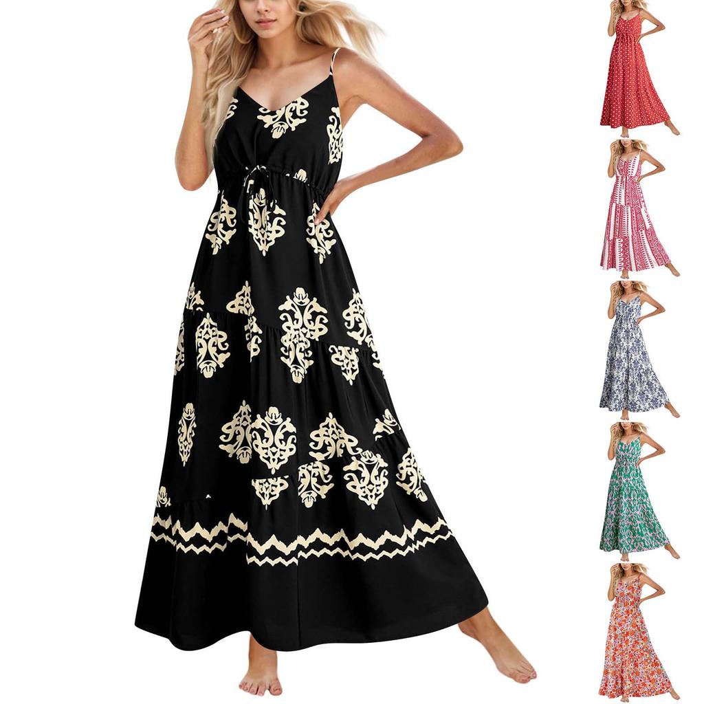 Fließende Kleider für Damen, Sommerkleider für Damen, lässige lange Kleider, süße lange Kleider mit Blumenmuster