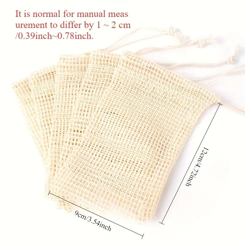 1/3/5pcs Natural Cotton Linen Foaming Soap Bag Saver Net Mesh Massage Exfoliator Pouch Bathing Bubble Maker Cleaning Tool