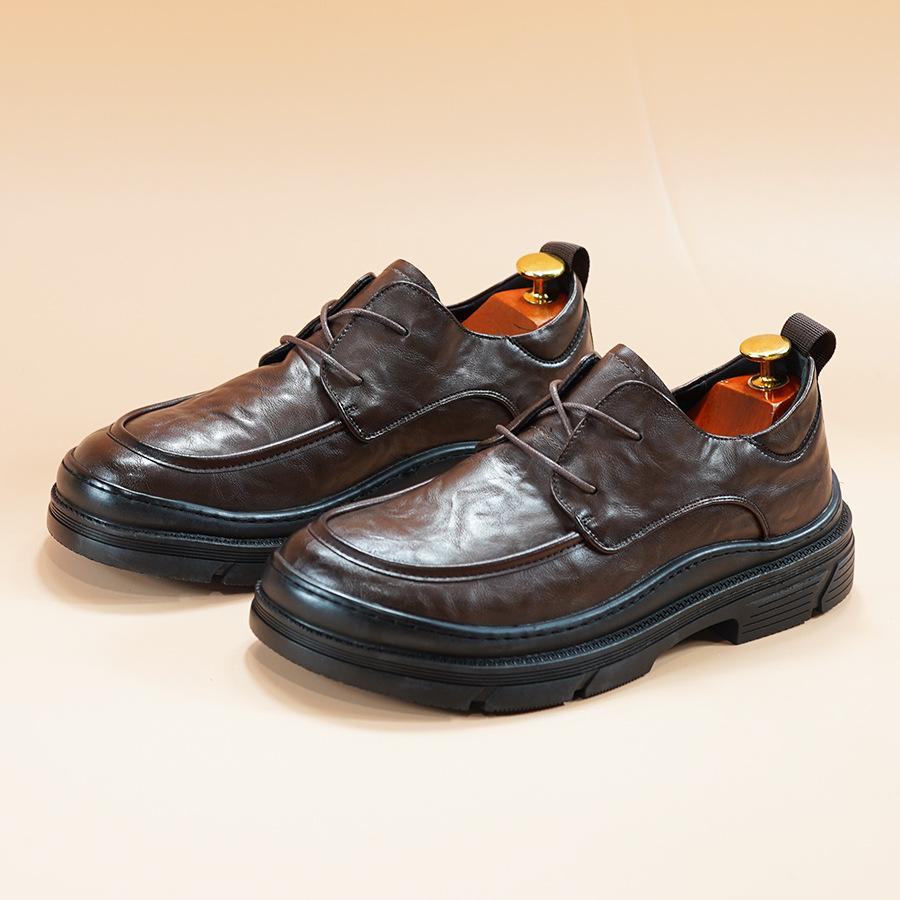 

Foot width big head leather shoes men s spring men s shoes new breathable trend versatile thick sole business dress casual shoes 44