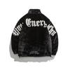 Jaqueta Puffer Sem Capuz Streetwear Masculina Com Letra Bordada Gola Alta Acolchoada Quente de Algodão Inverno