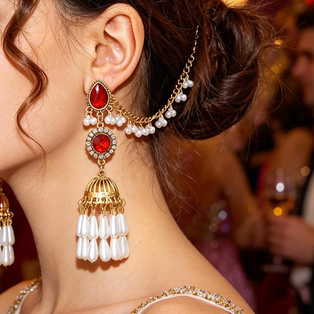Bohemian Rhinestone Ethnic Tassel Earrings: Elegant Retro Ear Chains