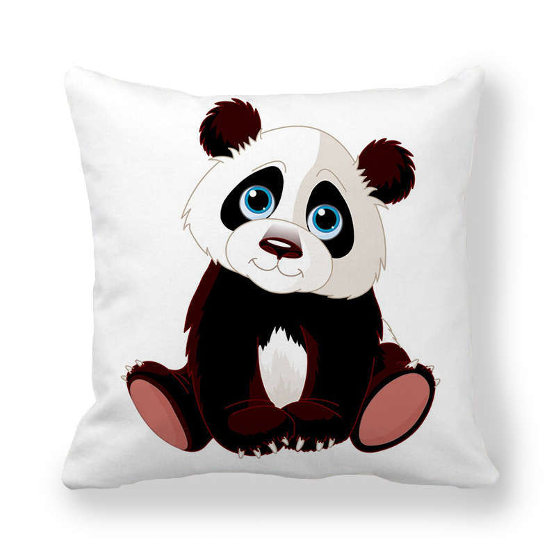 Cartoon Panda Series Patterns Digital Printing Short Plush Pillow Covers For Car Sofa Office Cushion Cover Home Goods
