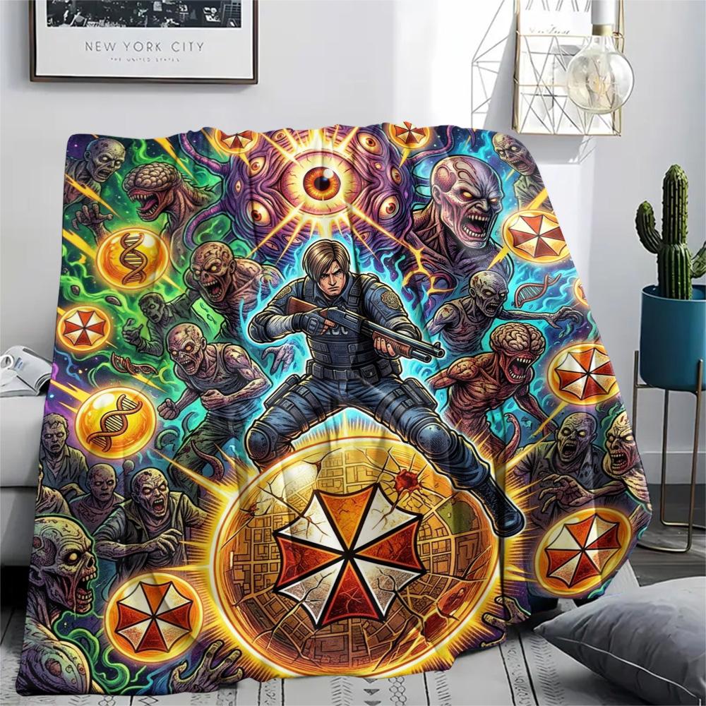 Resident Evil Print Flannel Blanket, Ultra Soft High Quality All Seasons Warm Throw, Home Decor Cozy Blanket, Perfect Christmas Gift