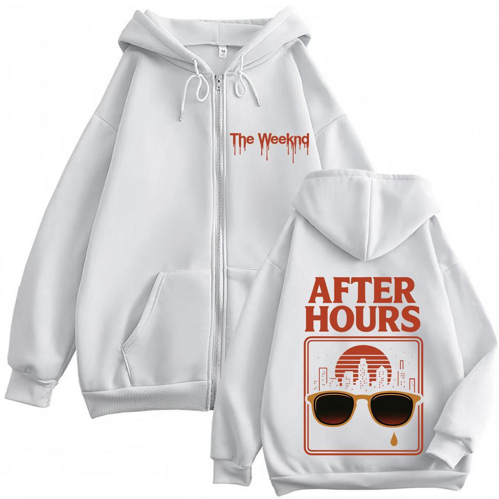 The Weeknd After Hours Til Dawn Tour Print Zipper Hoodie Men Women Fashion Sweatshirts Long Sleeves Casual Zip Up Jacket
