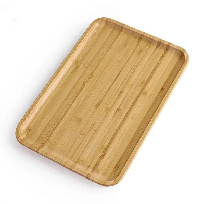 Bamboo Tray 1PC Dried Fruits Fruit Dessert Sushi Hotpot Compartment Container Coffee Table Snacks Rectangle Divided Tray