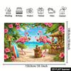 2D Bright Tropical Beach Backdrop with Flamingos for Summer Photoshoot