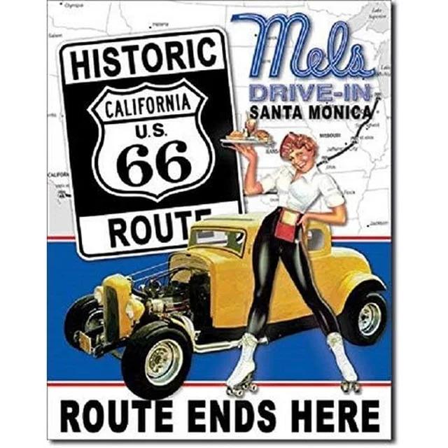 Vintage Pinup Girl Hot Street Rods Garage Full Service Route  Auto Mechanics Metal Tin Sign for Rural Wall Decor  Retro Poster P