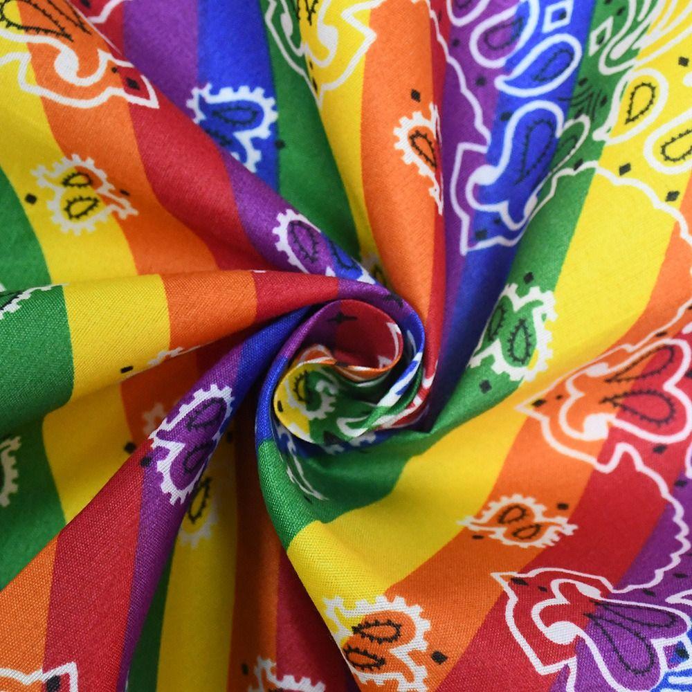 Trendy Style Rainbow Pocket Square Scarf Bandana Headband Wristband Neck Tie for Gay Lesbian Pride Festival Parade
