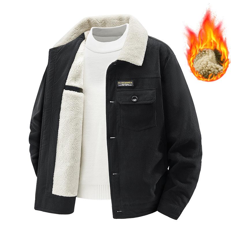 

Осень Зима Мужские Вельветовые Флисовые Куртки Теплые Парки Мужская Верхняя Одежда Повседневные Пальто Мужские Куртки в Стиле Милитари XS