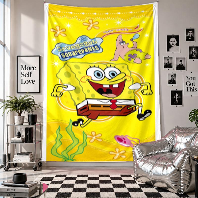 Wall TapestrySpongeBob Football Art Hanging Cloth Decorative Background Cover for Room Decoration