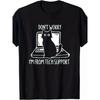 European Sizes Funny Tech Support Cat On Computer Graphic T-Shirt - Retro IT Desk Humor,Casual Tee for Men