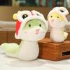 New Year Cartoon Lucky Snake Animals Plush Figure Dolls Soft Pillow Toys Wear Lion Clothes Funny Christmas New Year Gift
