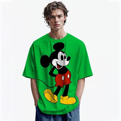 Disney Men Mickey Mouse Print T-Shirt Summer Boy Street Fashion Casual Sports Loose O NeckShort Sleeve Clothing Kid