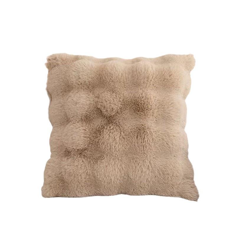 Plush Faux Rabbit Fur Throw Pillow for Sofa or Bed - Cozy Lumbar Support Cushion