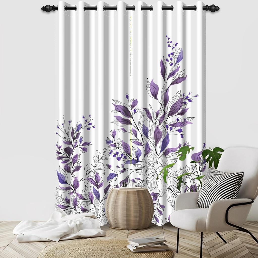 2Pcs Modern 100% Blackout Curtains Uv Protection Heat-Resistant Light-Blocking Drapes Living Room Bedroom Hotel Window Curtains