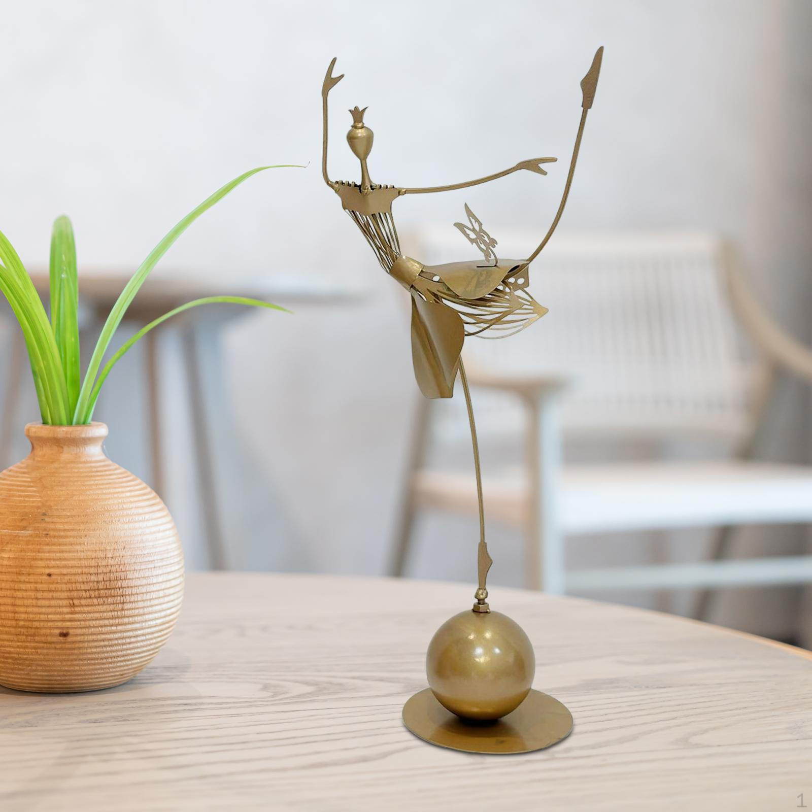 Dance Girl Statue Decor Figurine Modern Accessories Sculpture Desktop Ornament for Cafe Right Butterfly