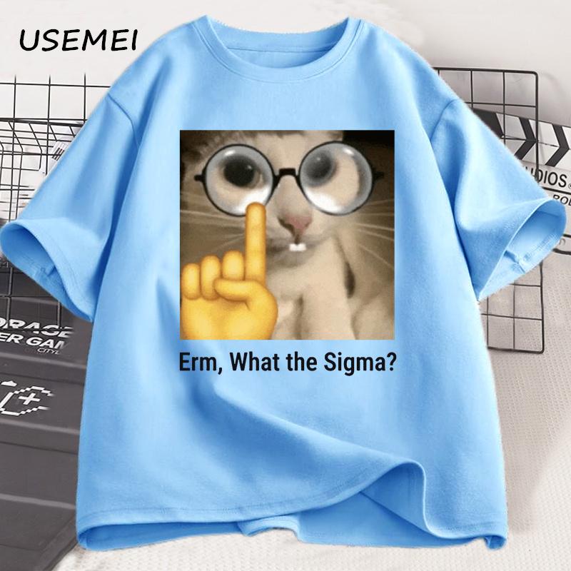

Эм, Что за Сигма Мем Футболка Мужская Женская Смешные Графические Футболки Brainrot Футболка Глупый Кот Юмор Футболки Повседневная Хлопковая Одежда Топы 4XL