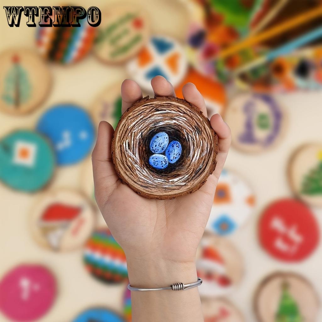 20pcs Wood Slices with No Hole, 2.4-2.8 Inches Wooden Circles for DIY Crafts, Christmas Ornament, Decoration