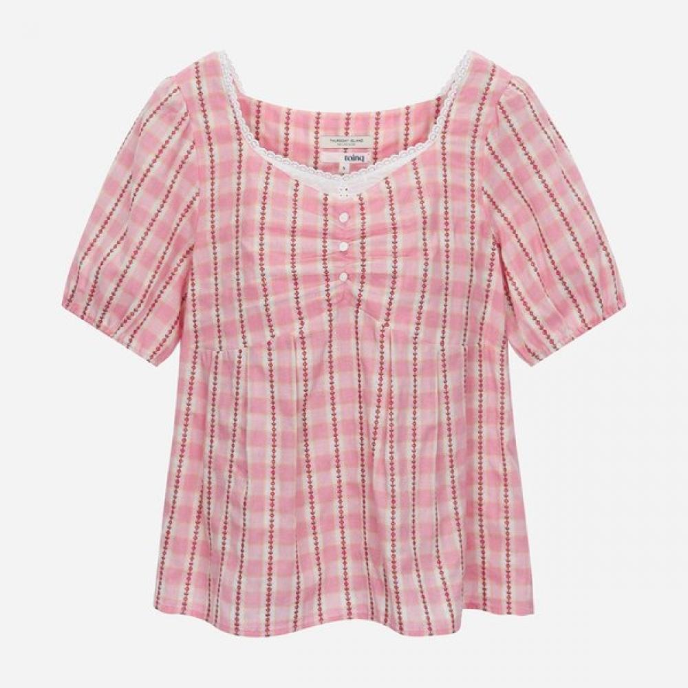 Thursday Island Women Check Peplum Blouse White T264mbl945w pink (PK)/S
