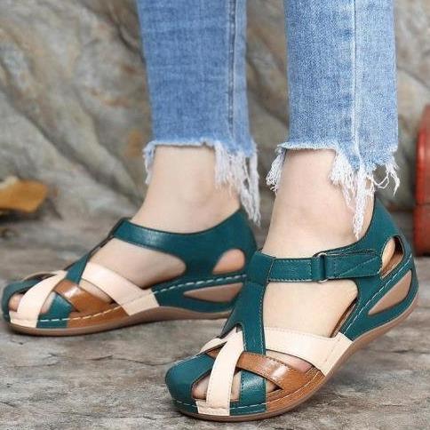 Women s shoes summer new retro round head wedge heel women s Roman shoes cross-buckle women s sandals 35 зелёный 2070₽