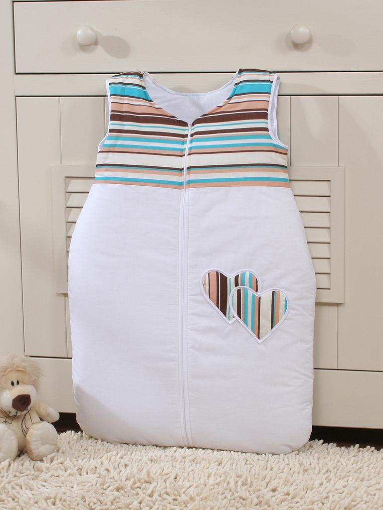 Cotton Sleeping Bag for Children 6-12 Mcy Tog 2.5 Year-Round Insulated Hearts Stripes Brown