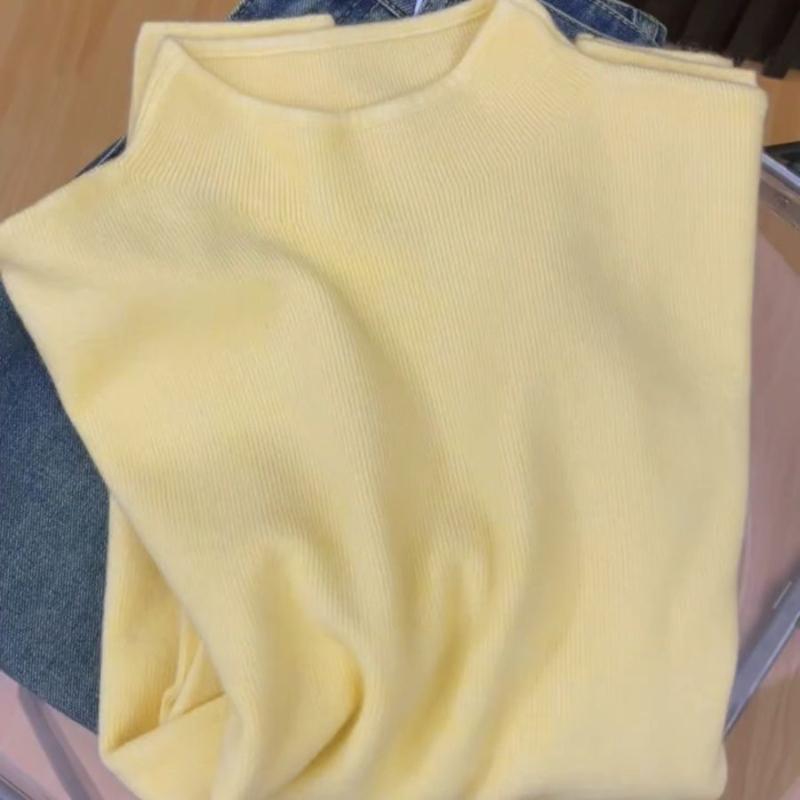 Casual Turtleneck Knitted Long-sleeved Base Shirt Women's Winter Autumn Solid Slim Warm Sweater Korean Version Simple Tops Underwear