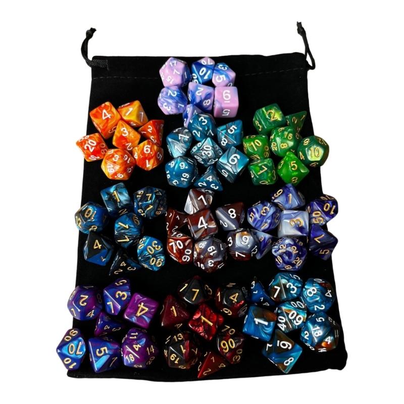 

70Pcs Polyhedral Dices MultiSided Acrylic Dices Role Playing Table Game Dices 10 Color Game Dices Easy to Use 1