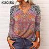 Women's Fashion Casual Long Sleeve V Neck Blouses & Shirts